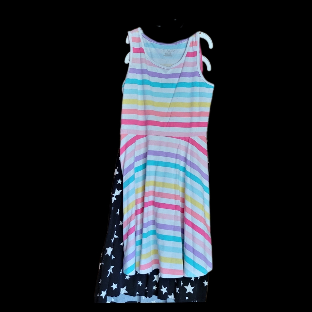 Girl's Dress Bundle (2) Size 7/8, The Children's Place Rainbow Stripes - Picture 2 of 7